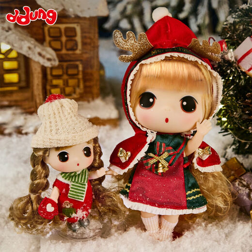 Shantou Lincun's new Christmas doll ornaments, cute doll gift box, creative gifts for girls and children, curly overalls 9cm without sled and snowboard