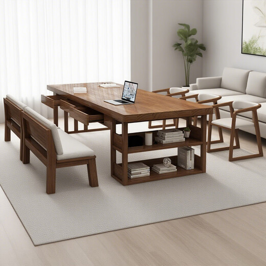 Sands Duke solid wood large desk bookshelf integrated with drawer study table reading table for living room home long table workbench single table 160*70*75 thick 5cm 6 drawers on both sides