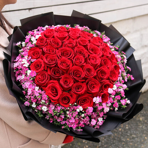 Youke Jade Flower Express red rose bouquet to express love for girlfriend and wife birthday gift nationwide delivery 33 red rose bouquet