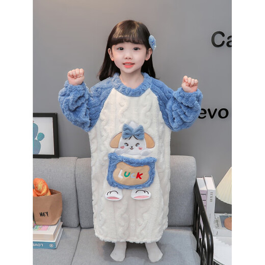 G.DUCKKIDS Girls Pajamas Autumn and Winter Thickened Baby Sleeping Bag Winter Warm Girls Home Pajamas Children's Coral Velvet Bathrobe Pink 90 - Recommended 80-90cm_1-2 years old_(20-2