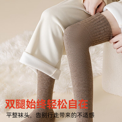 Catman Thick Warm Over-the-Knee Socks for Women in Autumn and Winter with Velvet and Thickened Knee Socks Covers Stockings Winter Thigh Socks Extended - 1 Pair White / About 70cm after Stretching One Size Thick Velvet Warm Over-the-Knee Socks