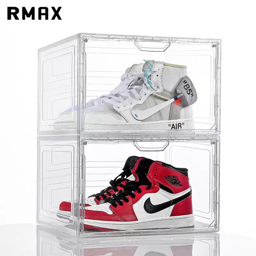 Yusenyi RMAX shoe box AJ acrylic sneakers transparent storage box magnetic side opening to display plastic dormitory artifact shoes (E) transparent side opening shoe box 8 pieces 33x27x21cm