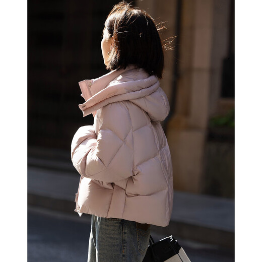 Demana Light to warm winter non-pressing 90 duck down hooded three-layer craft elastic hooded women's down jacket