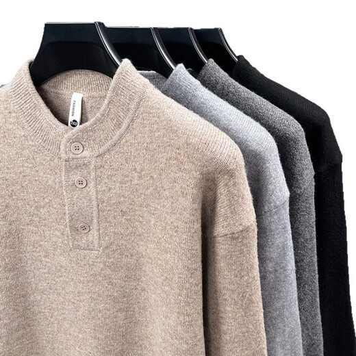 TOME BORNEK high-end tome Henry collar sweater men's autumn and winter new half-cardigan sweater men's top American style M9839 camel M