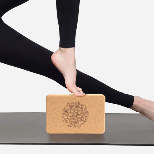 WEME high-density cork yoga bricks leg press auxiliary tools fitness yoga dance Pilates non-slip exercise bricks wood color 22.6*15*7.5cm (750g/Shore hardness 80)
