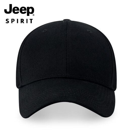 Jeep (JEEP) solid color baseball hat for men and women, spring and autumn new fashion Korean version casual outdoor travel youth peaked cap A0601 black one size (56-61cm) adjustable