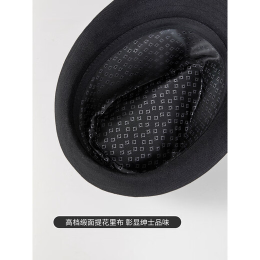 Lee dprre autumn and winter new houndstooth wool jazz hat men's casual fashion British style retro gentleman large head circumference black gray wool plaid L (suitable for head circumference 58-60cm)