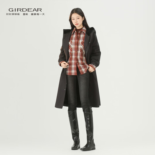 GIRDEAR Women's Top Fashion Classic Versatile Loose Casual Retro Plaid Long Sleeve Shirt Jacket 1400458 Red Brown Plaid Scottish Plaid S 2 Size