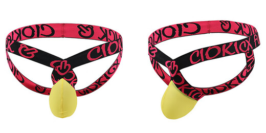 Sexy low-waist men's underwear ice silk JJ hip lift ring thong double thong E066 black M