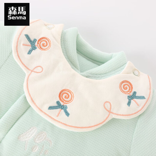 Semir children's newborn baby thickened jumpsuit for outing and holding clothes. Newborn baby autumn and winter warm cotton jacket set for outing and holding clothes. Green 59cm