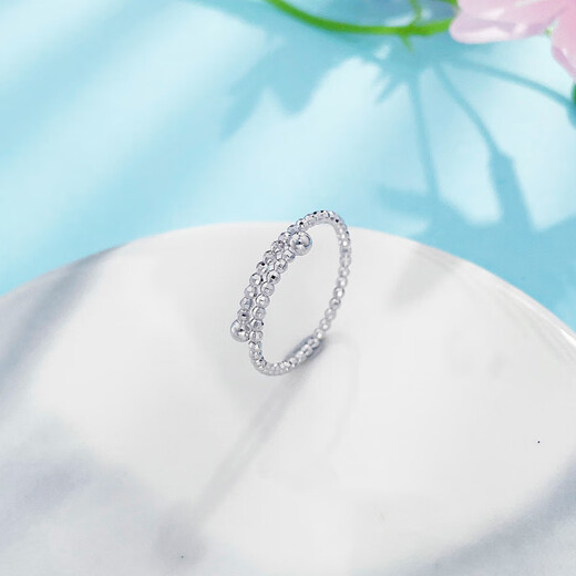 Laofu gold platinum solid solid mouth flashing laser bead ring (inside mother and lover's birthday Mid-Autumn Festival gift flashing laser bead ring (about 1.42g)