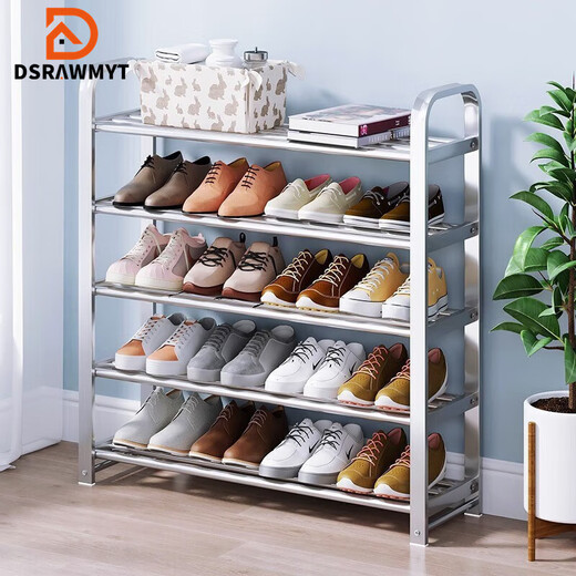 DSRAWMYT stainless steel shoe rack multi-layer household bold simple space-saving door dormitory simple modern storage rack shoe rack