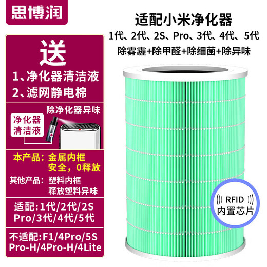 Siborun is suitable for Mijia Xiaomi air purifier filter element 1st generation/2nd generation/3rd generation/2s/Pro/4th generation/5th generation filter element to remove haze, aldehyde, odor and bacteria.