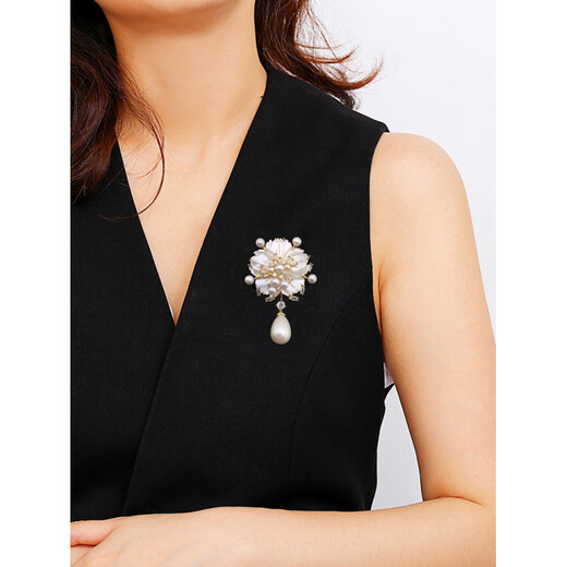 SNQP golden cherry blossom brooch corsage brooch women's accessories Korean style simple white gift box