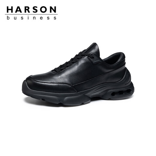 Harson men's thick-soled casual leather shoes autumn and winter commuting heightening business sports walking shoes black 44