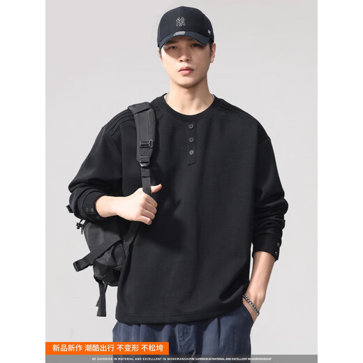 YISHION Henry collar sweatshirt men's autumn and winter plus velvet style 2025 new spring and autumn style inner long-sleeved T-shirt men's base shirt 2811-1 light coffee plus velvet 3XL 150-170Jin Jin is equal to 0.5 kg