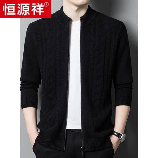 Hengyuanxiang light luxury pure 100% plush sweater men's autumn and winter new cardigan jacket thick warm wool knit sweater brown color - pure brand new 100% selected fine wool XL 180 (155-170Jin [Jin equals 0.5 kg]) high-end brand men's clothing