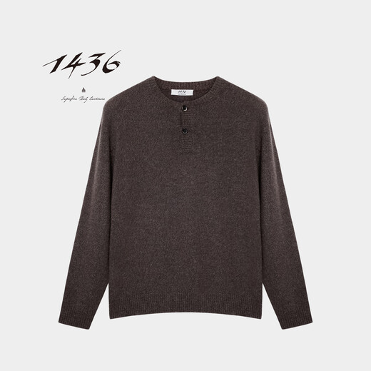 14361436 Woolen kid cashmere 2025 autumn and winter new Henry collar thick and soft men's cashmere sweater brass brown L