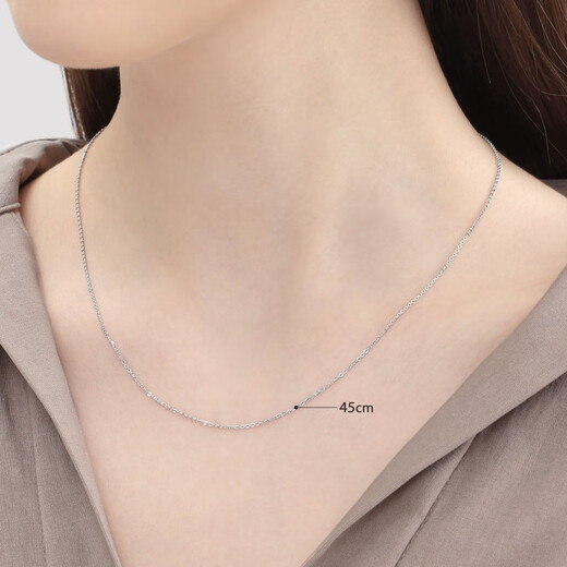 Chow Sang Sang Pt950 platinum horn circle necklace platinum men's and women's plain chain 04800N40 cm 2.5 g