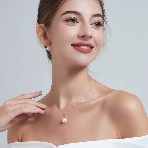 Jinxu comparable to Australian white 18K gold diamond freshwater pearl pendant women's single simple necklace clavicle chain minor flaws 13-14mm