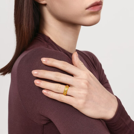 Chow Sang Sang pure gold inlaid diamond waistband Wan Guan ancient gold ring 95705R pricing 15 rounds