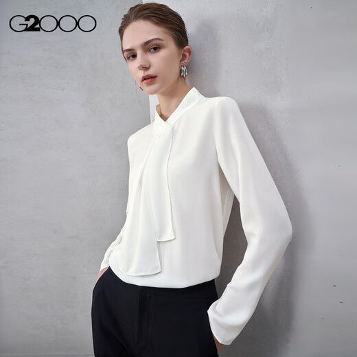 G2000 texture/ribbon design/same style in shopping malls women's 2025 autumn and winter comfortable long-sleeved casual shirt