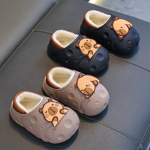 Kapibala children's cotton slippers feel like stepping on shit, boys winter cartoon cute non-slip indoor bathing soft-soled slippers orange slippers 12 28/29 size (shoe length 17CM suitable for feet 16