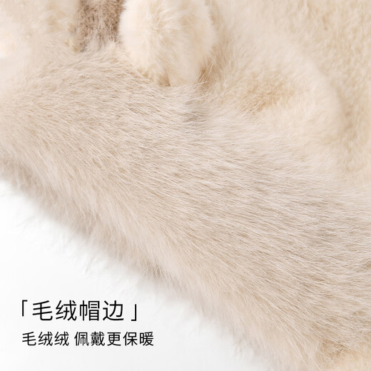 Pull-back hat for women, winter scarf, warm neck scarf, hat and gloves, one-piece gift, cute plush hat, velvet windproof and cold hat