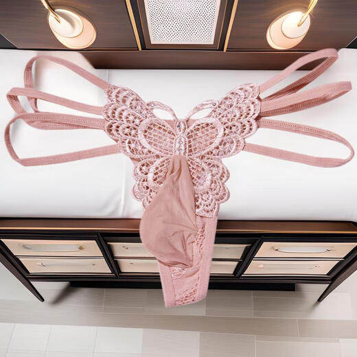 Mozilan large size men's sexy butterfly sexy jj stockings underwear fashion hollow temptation thin straps seamless lace thong black one size butterfly-thong egg bag