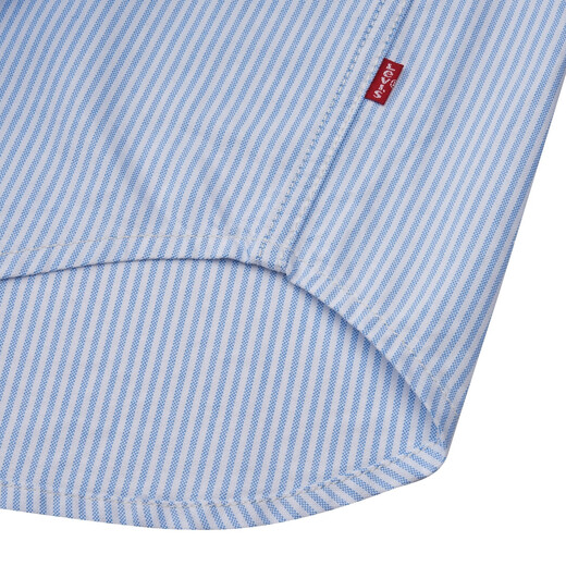 Levi's Levi's Men's American Retro Embroidery Casual Simple Business Commuting Striped Long Sleeve Lapel Shirt Blue Stripe S