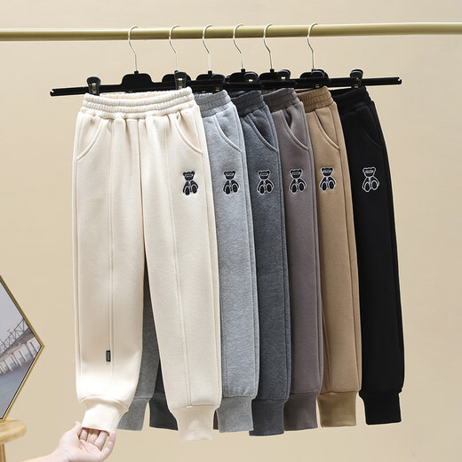 Dormir Xiaohongshu pantalones populares para niñas otoño e invierno 2025 nuevos pantalones deportivos todo en uno para niños grandes más pantalones deportivos de terciopelo Estilo occidental para niñas y niños gris más terciopelo tamaño altura recomendada 105115 aproximadamente 120