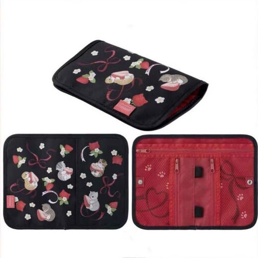 Shark Cat Cartoon Print Reisepass Dokument Kartenhalter Rechnung Bargeld Aufbewahrung Steppdecke Tragbare Anti-Epidemie-Tasche Shark Cat Passport Bag Khaki