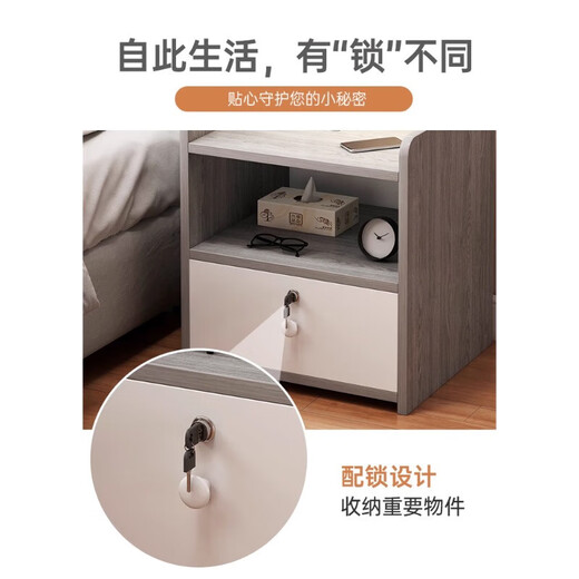 Table de chevet simple moderne simple petit meuble de rangement domestique armoire de chambre support de rangement armoire de rangement de location double tiroir Morandi gris version assemblée