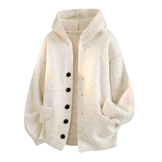 IZEXX high-end cardigan jacket men's autumn lazy style loose versatile hooded sweater sweater ZN97 dark gray 2XL