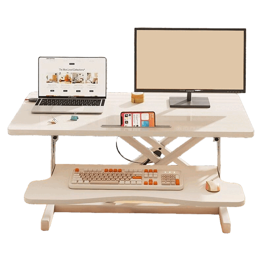 Standing desk notebook desktop computer elevated rack adjustable folding bracket lifting desktop workbench frost white 80cm single layer pneumatic X-shaped mechanical design assembly