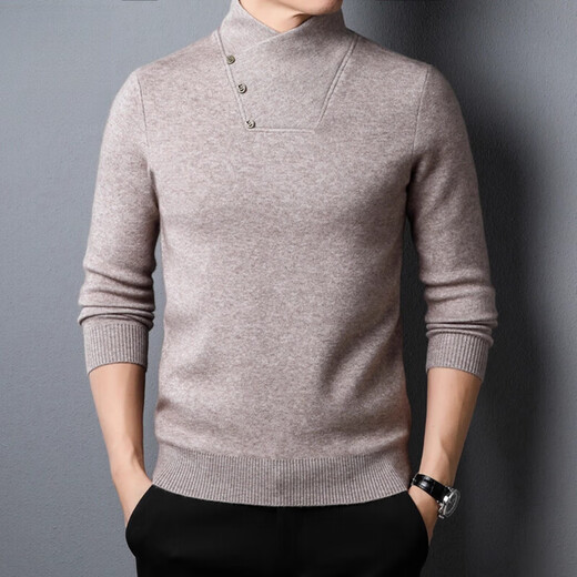 Hengyuanxiang autumn and winter new Doss wool sweater wool men's personalized turtleneck slim sweater 100 goat cashmere C1170 black M 165