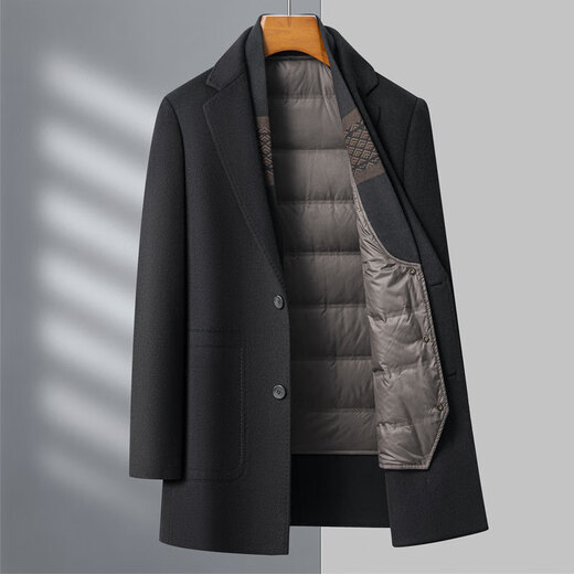 SEVEN 7 Seven brand double-sided woolen coat men's mid-length winter thickened warm dad coat with removable down liner 6809 black (down liner) M 170/48