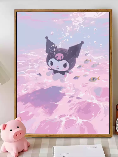 
Qilicai Summer Swimming Pool Sanrio Kulomi IY Digital Oil Painting Hand-painted Filled Colored Cartoon Acrylic Decorative Painting LL16784 Acrylic Painting + Professional Oil Canvas + Multiple Professional Paintings