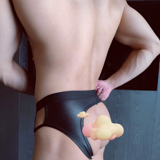 Men's hip-exposing pants, double thong, free of charge, gay bag, sexy underwear, low-waist slim pants, sexy suit, black, one size fits all, 112-144Jin Jin is equal to 0.5kg