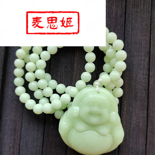 Buhesyt GRAFFCARNY luminous stone bracelet for men and women, children's luminous pearl bracelet, crystal luminous jade bead Buddha, green military