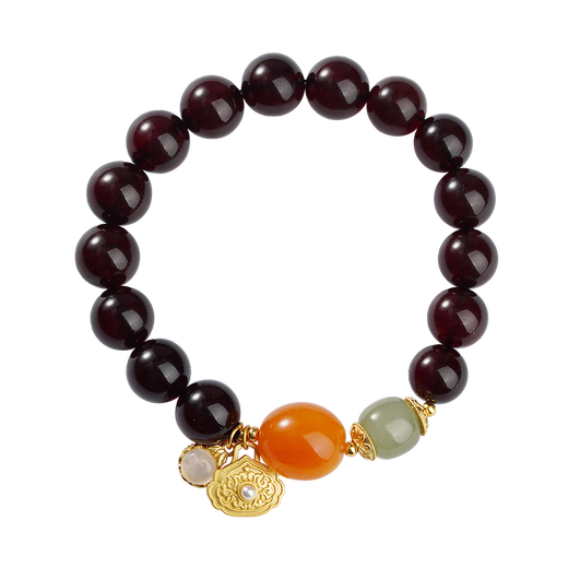 Potala Palace Amber Bracelet, Hetian Jade Beeswax Ball Bracelet, Girl’s Birthday Creative Gift for Wife, Beeswax Blood Amber Ruyi Bracelet