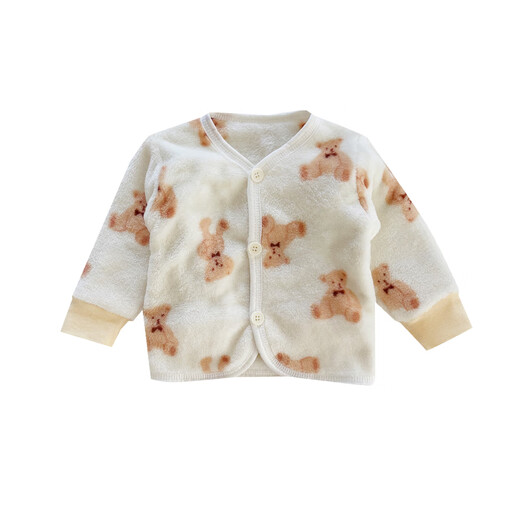 小红书爆款婴儿外套秋冬季法兰绒保暖新生儿上衣珊瑚绒男女宝230 粉底水果[双面法兰绒外套] cm(S码) 66