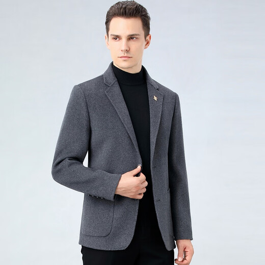EMZ Ordos City men's suit jacket wool double-sided woolen men's spring and autumn suit middle-aged business casual sheep dark gray 2267 XL180 (recommended 140-156 Jin Jin equals 0.5 kg) One size fits all