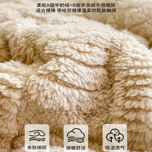 浪莎（langsha）A类牛奶绒毛毯冬季加厚加绒午睡毯提花羊羔绒被子宿舍单人三件套 多宝熊-卡其【双面暖绒 蓄热保暖】 150*200 cm【单人盖毯】