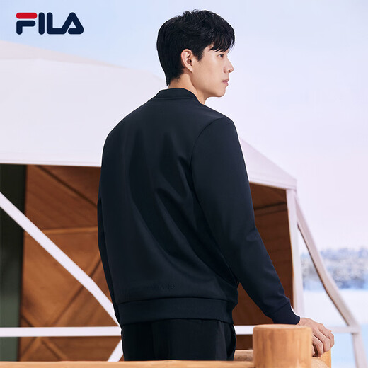 FILA official men's sports jacket 2025 autumn and winter fashionable lining printed basic casual knitted jacket