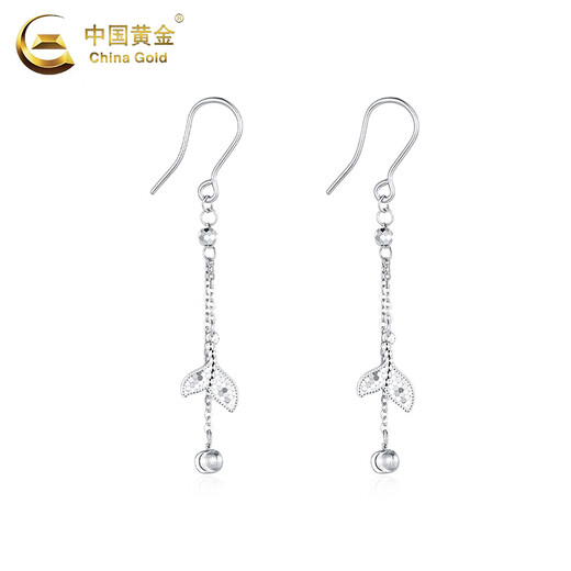 CHINA GOLD PT950 platinum shiny scale fishtail ear hooks for women, a high-end Valentine's Day birthday gift for girlfriend and wife. Platinum shiny scale fish tail ear hooks, about 4.1g.