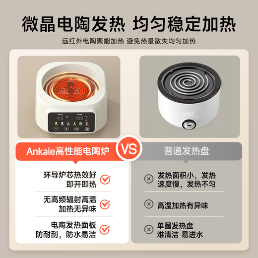 Ankale all-glass 0 glue 0 coating electric ceramic health kettle home multi-functional thermostatic kettle baby milk blending warm milk office scented tea kettle AJL-DT02 with tea drain