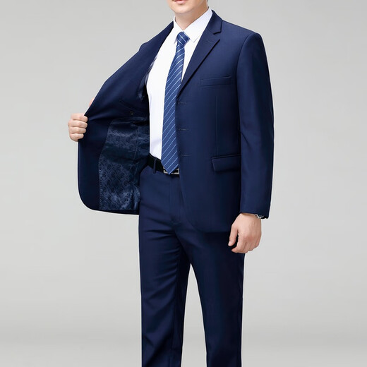 SEVEN 7 Seven brand men's wool suit suit business professional formal wear new knot dress high-end interview handsome suit 168 Baolan three buttons (no split) S 165/46 (please leave a message for what size pants you want)