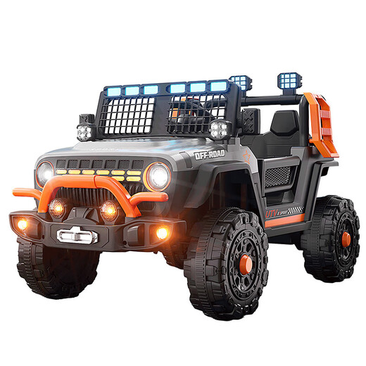 Children's electric car, four-wheel car, remote control self-driving toy car, child can sit in large size baby stroller, rechargeable, high-end gray 12V7 large battery four-wheel drive remote control leather seat