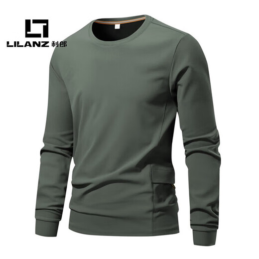 LILANZ official young and middle-aged long-sleeved cotton T-shirt sweatshirt round neck spring men's top pullover spring and autumn bottoming shirt flagship official black 2XL